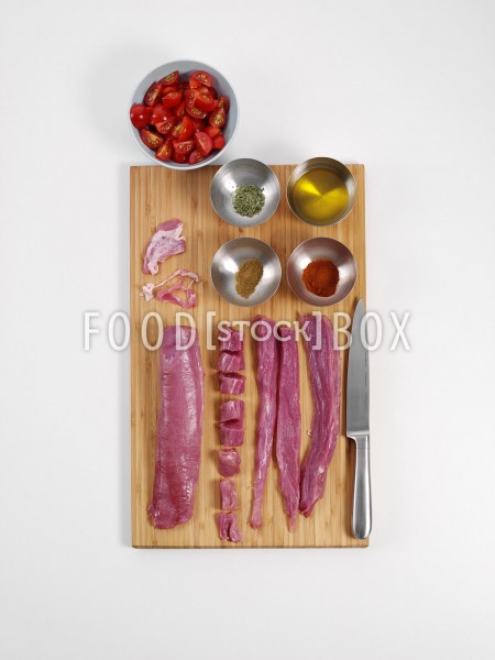 Rucolasalat mit Kichererbsen, Tomaten und Schweinefleisch 3