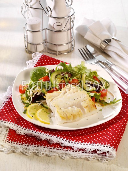 Seelachsfilet mit gemischtem Salat / Cholesterinarm
