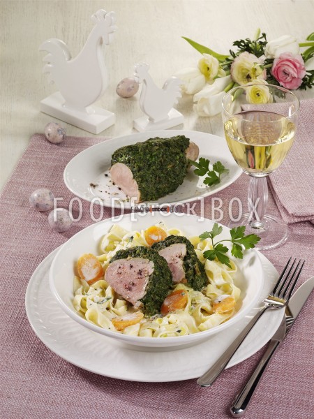 Schweinefilets mit Champignon-Bärlauch-Kruste
