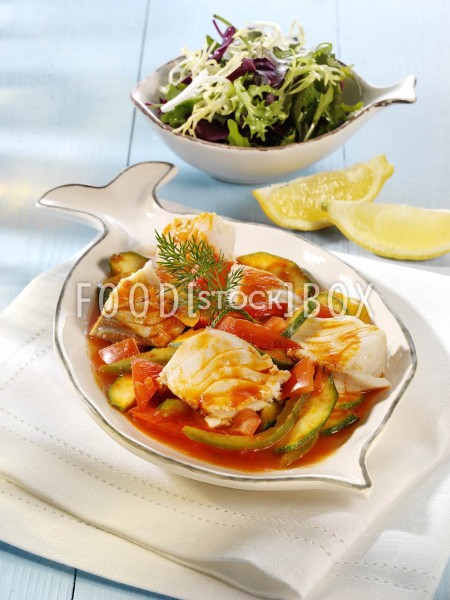 Fischgulasch mit Salat / Diabetiker