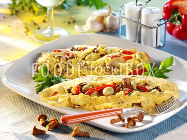 Omelett mit dicken Bohnen und Paprika