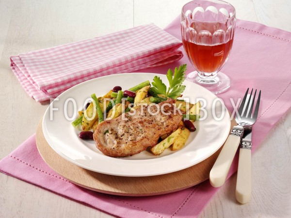 Schnitzel mit Kartoffel-Bohnen-Gemüse / Cholesterinarm