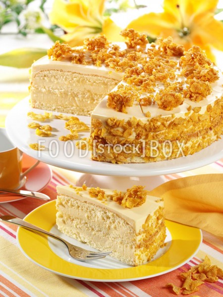 Sanddorn-Käse-Kuchen mit Cornflakes