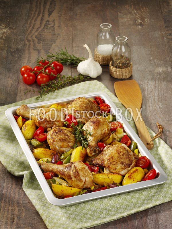Hähnchen auf Gemüse