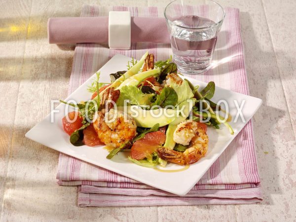 Avocado-Grapefruitsalat mit Garnelen / Salzarm