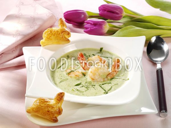 Bärlauchsuppe mit Garnelen 2