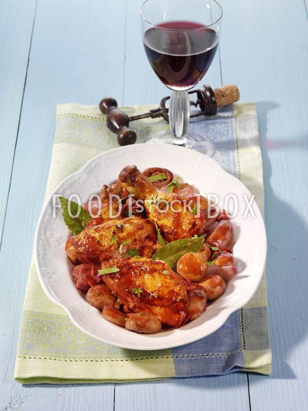 Coq au vin mit Poularde