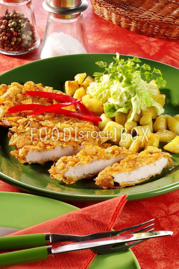 Schweineschnitzel im Cornflakesmantel