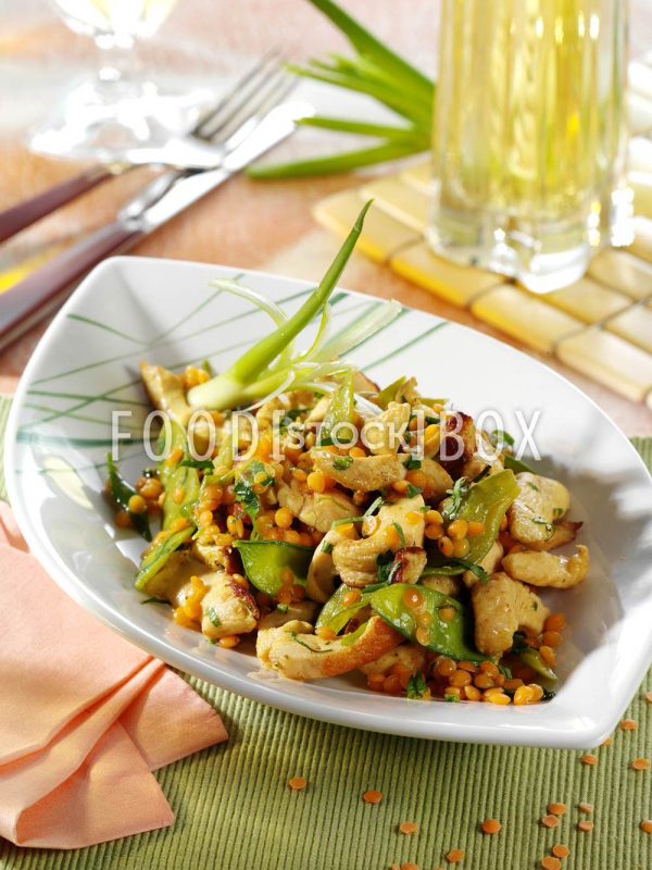 Curry-Linsen mit Hähnchenbrust