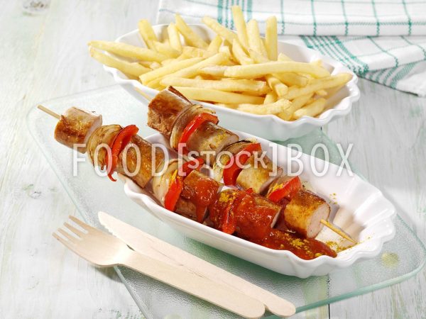 Currywurstspieße aus dem Ofen