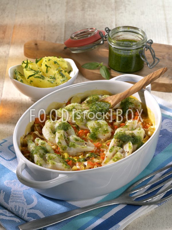 Fischauflauf mit Pesto