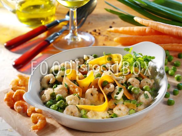 Erbsen-Shrimps-Pfanne