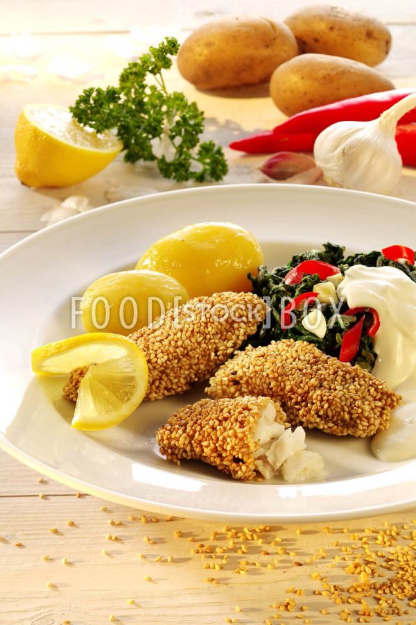 Fischstäbchen mit Spinat