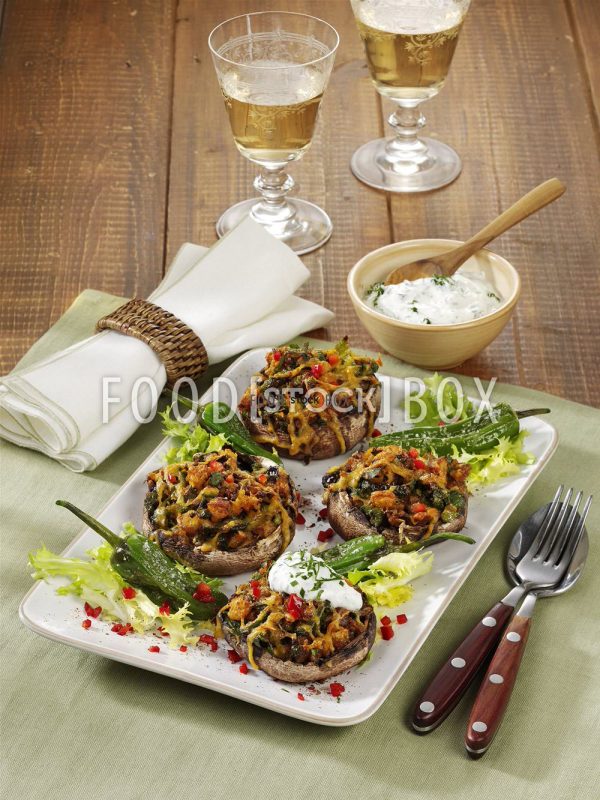 Gefüllte Portobellos mit Cheddar