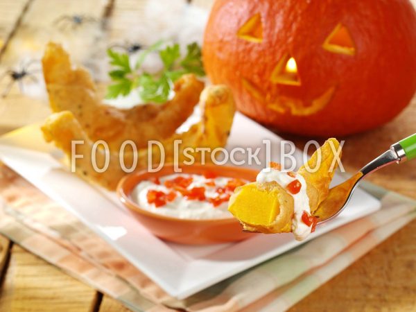 Gebackene Kürbisspalten mit Meerrettich-Creme 1