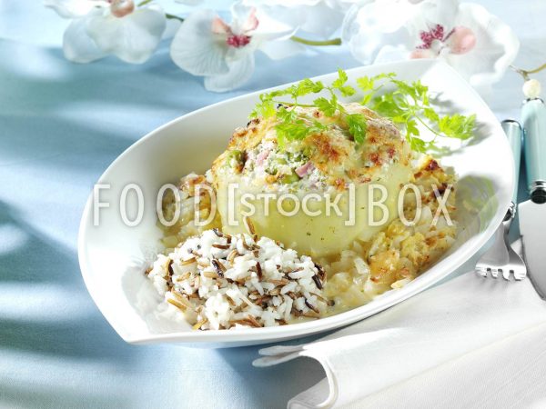 Kohlrabi mit Schinken-Erbsen-Füllung