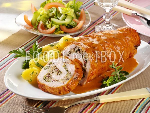 Gefüllte Putenroulade mit Champignons