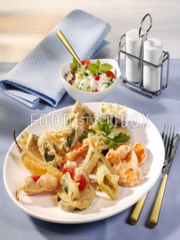 Gemüse in Backteig mit Dipp /glutenfrei