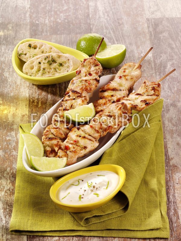 Hähnchenspieß mit Limettensauce