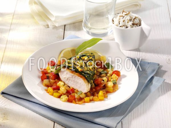 Hähnchenbrust im Bärlauchmantel mit Paprikaschote 2
