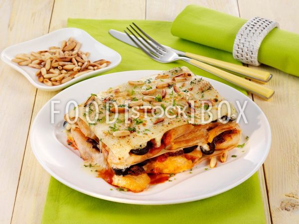 Huhn-Oliven-Lasagne mit Provolone