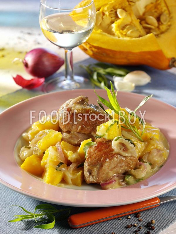 Kürbis-Rahm-Gemüse mit Schweinefilet
