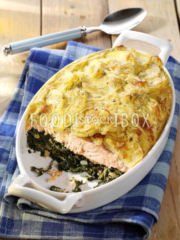 Lachs-Auflauf mit Spinat
