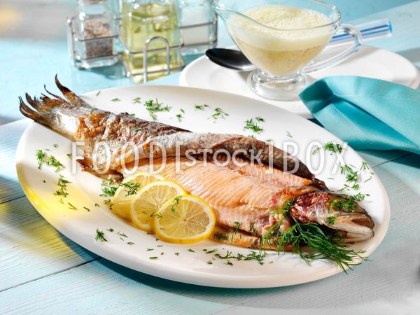 Lachsforelle mit Dill an Senfschaum