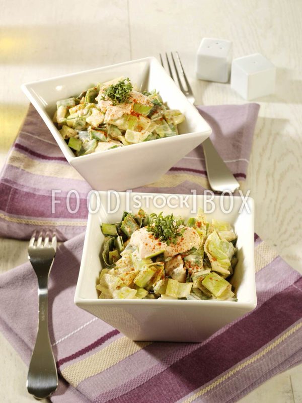 Lauchsalat mit Sahnesauce / Salzarm