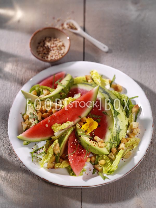 Melonen-Salat mit Croutons