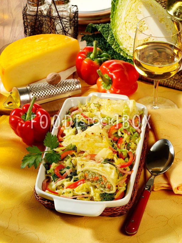 Maultaschengratin mit Paprika
