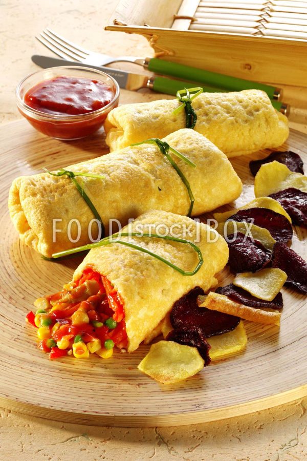 Omelettröllchen mit Gemüse