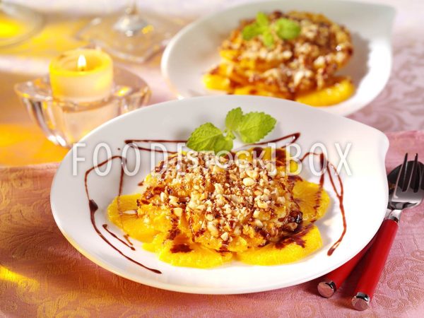 Gebackene Orangen mit Nusskruste
