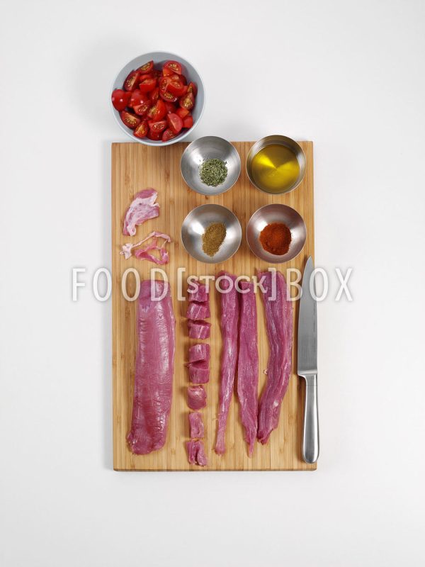 Rucolasalat mit Kichererbsen, Tomaten und Schweinefleisch   Step 3