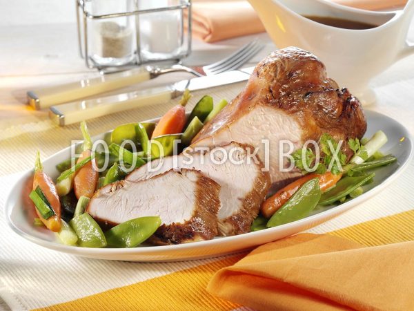 Putenbrust mit Lauchzwiebel-Gemüse