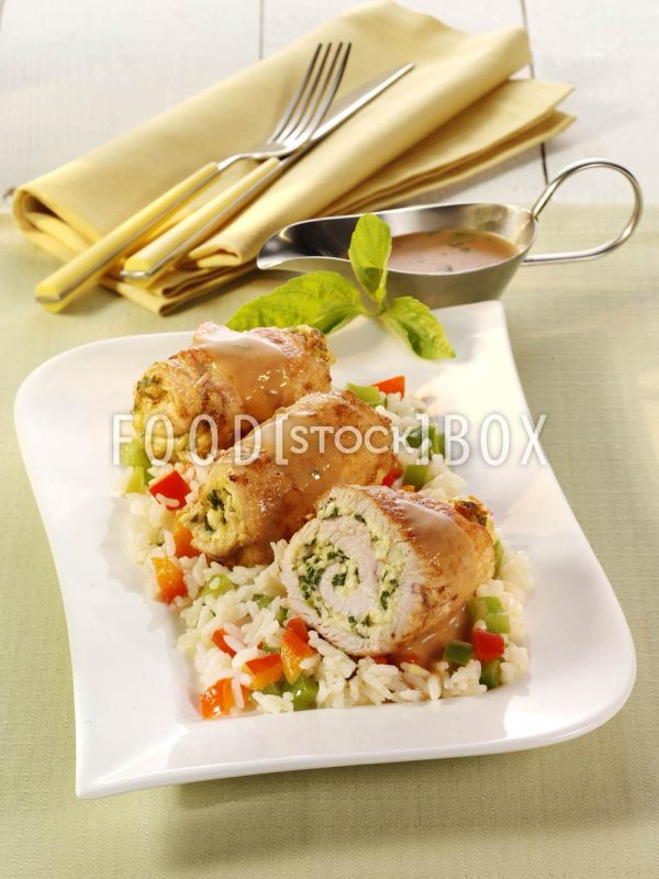 Putenroulade mit Schafskäse