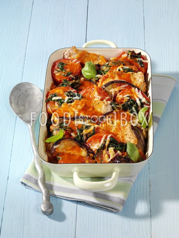Schnitzelpfanne aus dem Ofen