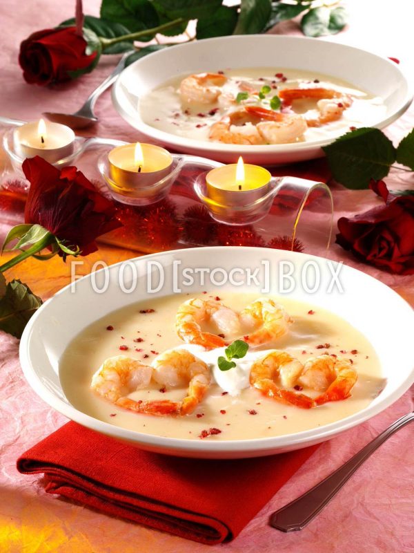 Rahmsüppchen mit Garnelen
