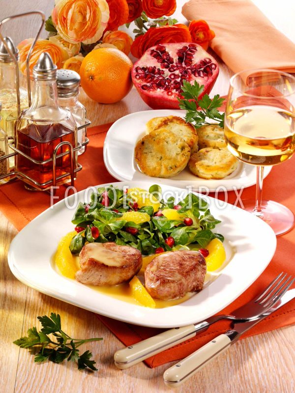 Schweinefilet mit Orangen-Feldsalat