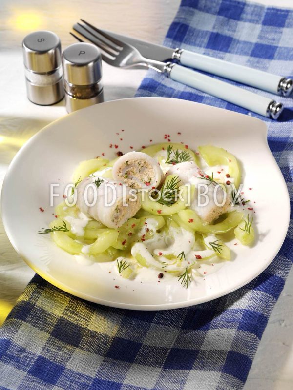 Seezungenröllchen mit Schmorgurken