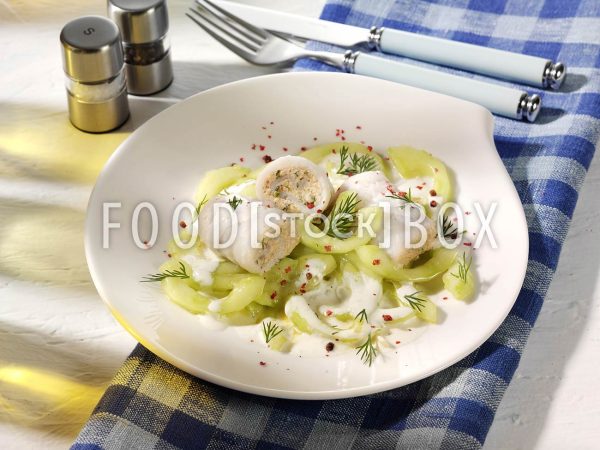Seezungenröllchen mit Schmorgurken 2
