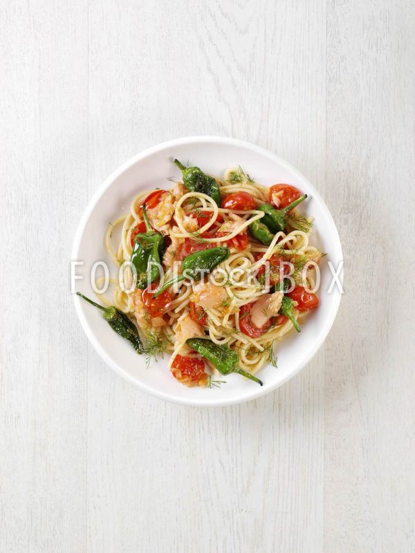 Spaghetti mit Lachs und Pimientos 2