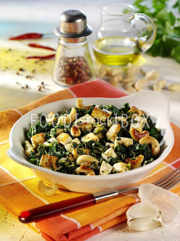 Spinatpfanne mit Tofu