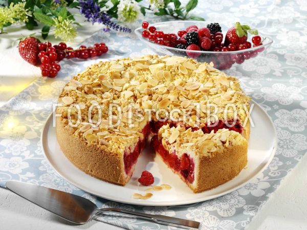 Streuselkuchen mit roter Grütze 2