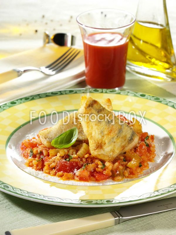 Tomatenrisotto mit Zanderfilet